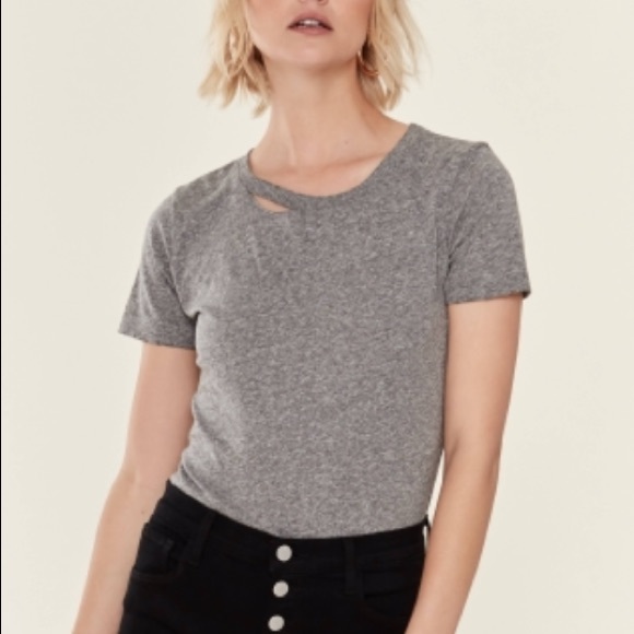 n:PHILANTHROPY Tops - n:PHILANTHROPY GRAY DISTRESSED SHIRT